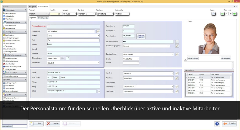 Access control software with device ZB SC 403 and LE 100 from 50 employees up to 9 readers