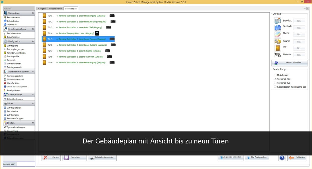 Access control software with device ZB SC 403 and LE 100 from 50 employees up to 9 readers